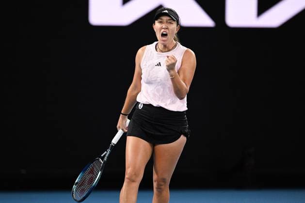 Mandatory Credit: Photo by James Gourley Shutterstock (13716764bh) Jessica Pegula celebrates victory after winning her second round match Australian Open, Day Three, Tennis, Melbourne Park, Melbourne, Australia - 18 Jan 2023 Australian Open, Day Three, Tennis, Melbourne Park, Melbourne, Australia - 18 Jan 2023 Copyright: xJamesxGourley Shutterstockx 13716764bh