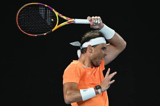 TENNIS AUSTRALIAN OPEN, Rafael Nadal of Spain in action against Mackenzie McDonald of the USA during the 2023 Australian Open tennis tournament at Melbourne Park in Melbourne, Wednesday, January 18, 2023. ( NO ARCHIVING, EDITORIAL USE ONLY, NO USE IN BOOKS WITHOUT CONSENT MELBOURNE VICTORIA AUSTRALIA  Copyright: xJAMESxROSSx 20230118001753728664