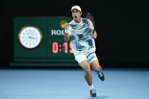TENNIS AUSTRALIAN OPEN, Mackenzie McDonald of the USA reacts during his match against Rafael Nadal of Spain during the 2023 Australian Open tennis tournament at Melbourne Park in Melbourne, Wednesday, January 18, 2023. ( NO ARCHIVING, EDITORIAL USE ONLY, NO USE IN BOOKS WITHOUT CONSENT MELBOURNE VICTORIA AUSTRALIA  Copyright: xJAMESxROSSx 20230118001753730957