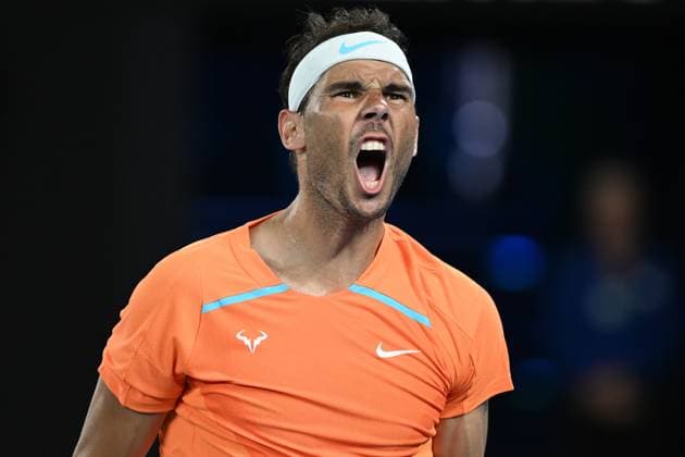 TENNIS AUSTRALIAN OPEN, Rafael Nadal of Spain reacts against Mackenzie McDonald of the USA during the 2023 Australian Open tennis tournament at Melbourne Park in Melbourne, Wednesday, January 18, 2023. ( NO ARCHIVING, EDITORIAL USE ONLY, NO USE IN BOOKS WITHOUT CONSENT MELBOURNE VICTORIA AUSTRALIA  Copyright: xJAMESxROSSx 20230118001753751862