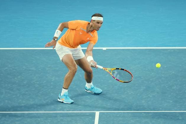 TENNIS AUSTRALIAN OPEN, Rafael Nadal of Spain in action during his match against Mackenzie McDonald of the USA during the 2023 Australian Open tennis tournament at Melbourne Park in Melbourne, Wednesday, January 18, 2023. ( NO ARCHIVING, EDITORIAL USE ONLY, NO USE IN BOOKS WITHOUT CONSENT MELBOURNE VICTORIA AUSTRALIA  Copyright: xJAMESxROSSx 20230118001753757366