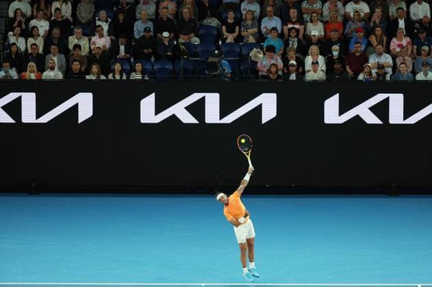 TENNIS AUSTRALIAN OPEN, Rafael Nadal of Spain in action during his match against Mackenzie McDonald of the USA during the 2023 Australian Open tennis tournament at Melbourne Park in Melbourne, Wednesday, January 18, 2023. ( NO ARCHIVING, EDITORIAL USE ONLY, NO USE IN BOOKS WITHOUT CONSENT MELBOURNE VICTORIA AUSTRALIA  Copyright: xJAMESxROSSx 20230118001753758117