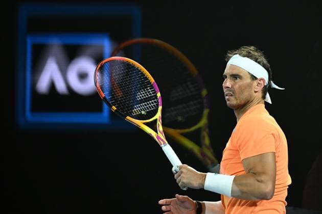 TENNIS AUSTRALIAN OPEN, Rafael Nadal of Spain during his match against Mackenzie McDonald of the USA during the 2023 Australian Open tennis tournament at Melbourne Park in Melbourne, Wednesday, January 18, 2023. ( NO ARCHIVING, EDITORIAL USE ONLY, NO USE IN BOOKS WITHOUT CONSENT MELBOURNE VICTORIA AUSTRALIA  Copyright: xLUKASxCOCHx 20230118001753765505