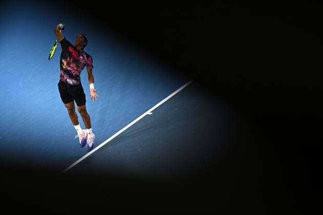 TENNIS AUSTRALIAN OPEN, Felix Auger-Aliassime of Canada in action during his match against Alex Molcan of Slovakia during the 2023 Australian Open tennis tournament at Melbourne Park in Melbourne, Wednesday, January 18, 2023. ( NO ARCHIVING, EDITORIAL USE ONLY, NO USE IN BOOKS WITHOUT CONSENT MELBOURNE VICTORIA AUSTRALIA  Copyright: xJOELxCARRETTx 20230118001753774730