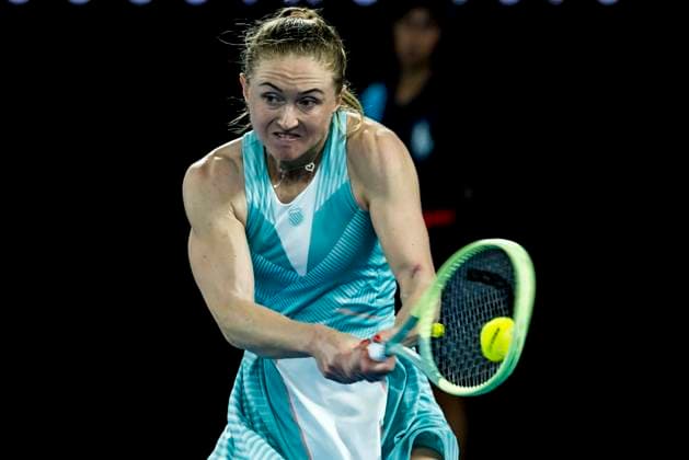 MELBOURNE, VIC - JANUARY 18: Aliaksandra Sasnovich of Belarus in action during Round 2 of the 2023 Australian Open on January 18 2023, at Melbourne Park in Melbourne, Australia. (Photo by Jason Heidrich Icon Sportswire) TENNIS: JAN 18 Australian Open Icon220118067