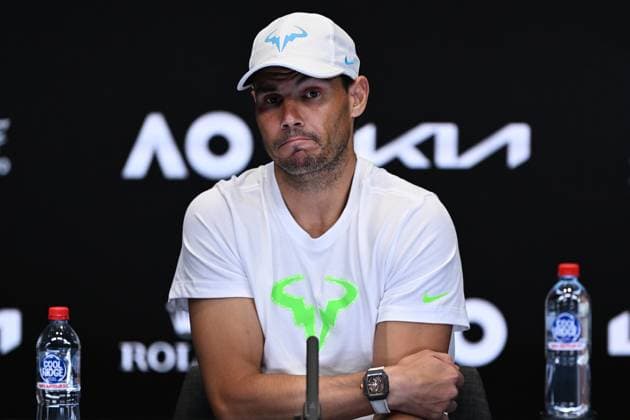 TENNIS AUSTRALIAN OPEN, Rafael Nadal of Spain at a press conference, PK, Pressekonferenz after losing his match against Mackenzie McDonald of the USA during the 2023 Australian Open tennis tournament at Melbourne Park in Melbourne, Wednesday, January 18, 2023. ( NO ARCHIVING, EDITORIAL USE ONLY, NO USE IN BOOKS WITHOUT CONSENT MELBOURNE VICTORIA AUSTRALIA  Copyright: xLUKASxCOCHx 20230118001753787318
