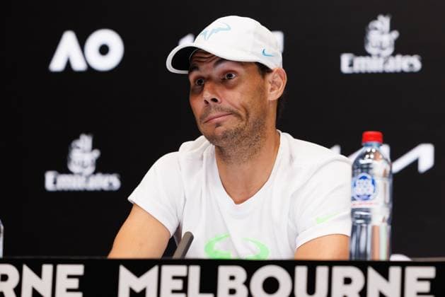January 18, 2023: 1st seed Rafael NADAL of Spain speaks at a post-match press conference, PK, Pressekonferenz after losing to Mackenzie MCDONALD of the USA in the Men s Singles match match on day 3 of the 2023 Australian Open on Rod Laver Arena, in Melbourne, Australia. Cal Media. USA - ZUMAc04_ 20230118_zaf_c04_011 Copyright: xSydneyxLowx
