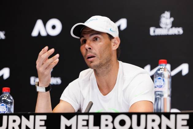 January 18, 2023: 1st seed Rafael NADAL of Spain speaks at a post-match press conference, PK, Pressekonferenz after losing to Mackenzie MCDONALD of the USA in the Men s Singles match match on day 3 of the 2023 Australian Open on Rod Laver Arena, in Melbourne, Australia. Cal Media. USA - ZUMAc04_ 20230118_zaf_c04_013 Copyright: xSydneyxLowx