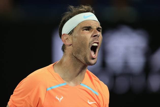 Rafael Nadal of Spain reacts during round 2 match between Rafael Nadal of Spain and Mackenzie McDonald of USA Day 3 at the Australian Open Tennis 2023 at Rod Laver Arena, Melbourne, Australia on 18 January 2023. Copyright: xPeterxDovganx 34780718