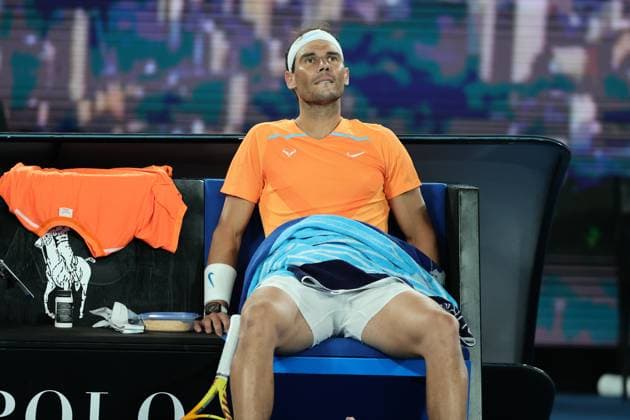 Rafael Nadal of Spain rests in-between games during round 2 match between Rafael Nadal of Spain and Mackenzie McDonald of USA Day 3 at the Australian Open Tennis 2023 at Rod Laver Arena, Melbourne, Australia on 18 January 2023. Copyright: xPeterxDovganx 34780739