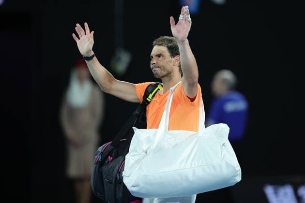 Rafael Nadal of Spain thanks the fans after losing to Mackenzie McDonald of USA 4-6 4-6 5-7 during round 2 match between Rafael Nadal of Spain and Mackenzie McDonald of USA Day 3 at the Australian Open Tennis 2023 at Rod Laver Arena, Melbourne, Australia on 18 January 2023. Copyright: xPeterxDovganx 34780752