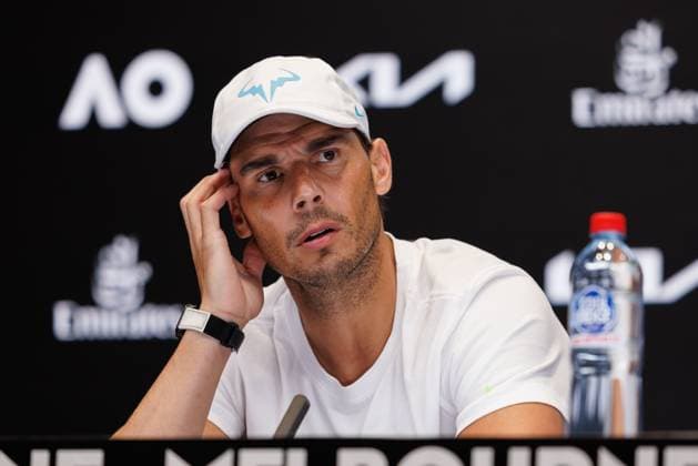 January 18, 2023: 1st seed Rafael NADAL of Spain speaks at a post-match press conference, PK, Pressekonferenz after losing to Mackenzie MCDONALD of the USA in the Men s Singles match match on day 3 of the 2023 Australian Open on Rod Laver Arena, in Melbourne, Australia. Cal Media. USA - ZUMAc04_ 20230118_zaf_c04_026 Copyright: xSydneyxLowx
