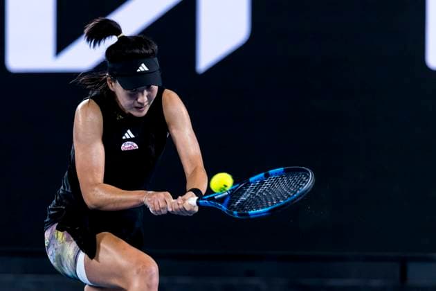 MELBOURNE, VIC - JANUARY 18: Xinyu Wang of China in action during Round 2 of the 2023 Australian Open on January 18 2023, at Melbourne Park in Melbourne, Australia. (Photo by Jason Heidrich Icon Sportswire) TENNIS: JAN 18 Australian Open Icon220118161
