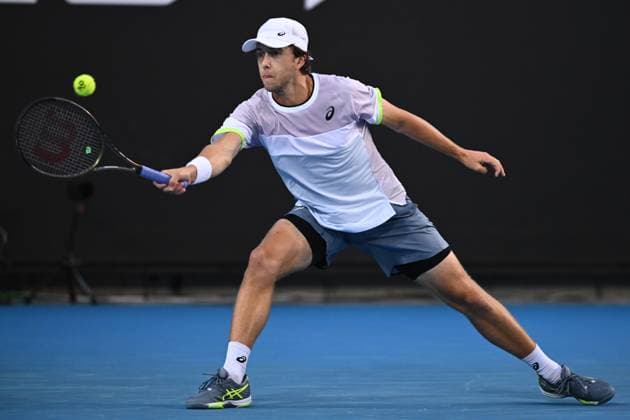 TENNIS AUSTRALIAN OPEN, Aleksandar Vukic of Australia in action during his match against Brandon Holt of the U.S. during the 2023 Australian Open tennis tournament at Melbourne Park in Melbourne, Wednesday, January 18, 2023. ( NO ARCHIVING, EDITORIAL USE ONLY, NO USE IN BOOKS WITHOUT CONSENT MELBOURNE VICTORIA AUSTRALIA  Copyright: xJOELxCARRETTx 20230118001753832180
