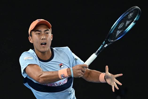 TENNIS AUSTRALIAN OPEN, Rinky Hijikata of Australia in action during her match against Stefanos Tsitsipas of Greece during the 2023 Australian Open tennis tournament at Melbourne Park in Melbourne, Wednesday, January 18, 2023. ( NO ARCHIVING, EDITORIAL USE ONLY, NO USE IN BOOKS WITHOUT CONSENT MELBOURNE VICTORIA AUSTRALIA  Copyright: xJAMESxROSSx 20230118001753835595