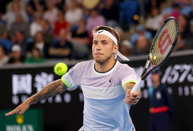 Mandatory Credit: Photo by Ella Ling Shutterstock (13716761cc) Alex Molcan of Slovakia in action Australian Open, Day Three, Tennis, Melbourne Park, Melbourne, Australia - 18 Jan 2023 Australian Open, Day Three, Tennis, Melbourne Park, Melbourne, Australia - 18 Jan 2023 Copyright: xEllaxLing Shutterstockx 13716761cc