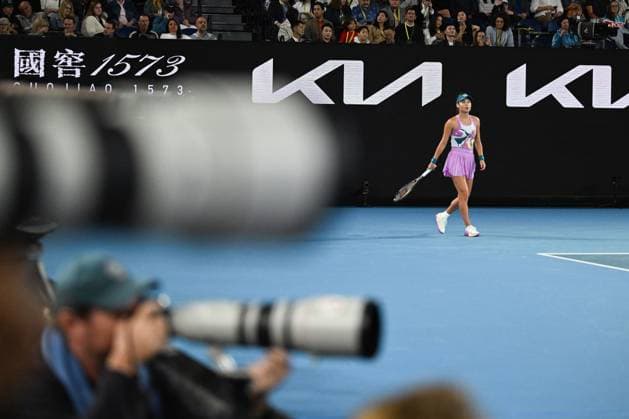 Mandatory Credit: Photo by James Gourley Shutterstock (13716764gs) Emma Raducanu reacts during her second round match Australian Open, Day Three, Tennis, Melbourne Park, Melbourne, Australia - 18 Jan 2023 Australian Open, Day Three, Tennis, Melbourne Park, Melbourne, Australia - 18 Jan 2023 Copyright: xJamesxGourley Shutterstockx 13716764gs