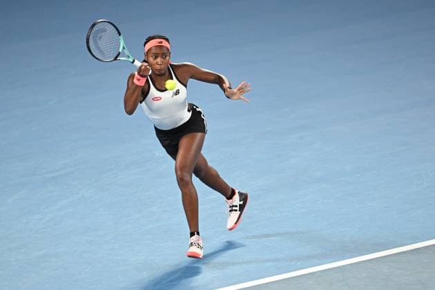 Mandatory Credit: Photo by James Gourley Shutterstock (13716764hb) Coco Gauff in action during her second round match Australian Open, Day Three, Tennis, Melbourne Park, Melbourne, Australia - 18 Jan 2023 Australian Open, Day Three, Tennis, Melbourne Park, Melbourne, Australia - 18 Jan 2023 Copyright: xJamesxGourley Shutterstockx 13716764hb