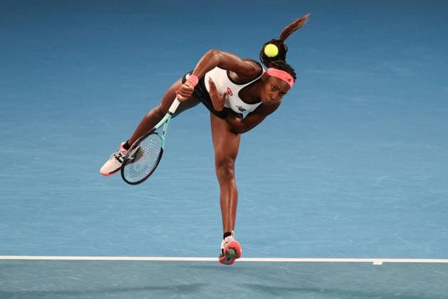 Coco Gauff of USA in action during round 2 match between Coco Gauff of USA and Emma Raducanu of United Kingdom Day 3 at the Australian Open Tennis 2023 at Rod Laver Arena, Melbourne, Australia on 18 January 2023. Copyright: xPeterxDovganx 34780770
