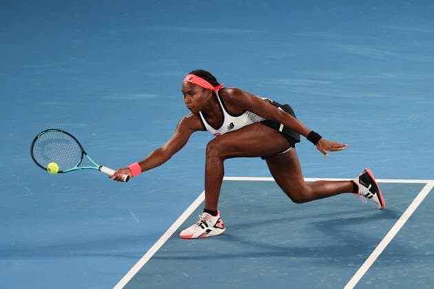 Coco Gauff of USA in action during round 2 match between Coco Gauff of USA and Emma Raducanu of United Kingdom Day 3 at the Australian Open Tennis 2023 at Rod Laver Arena, Melbourne, Australia on 18 January 2023. Copyright: xPeterxDovganx 34780773