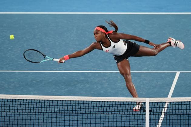 Coco Gauff of USA in action during round 2 match between Coco Gauff of USA and Emma Raducanu of United Kingdom Day 3 at the Australian Open Tennis 2023 at Rod Laver Arena, Melbourne, Australia on 18 January 2023. Copyright: xPeterxDovganx 34780776