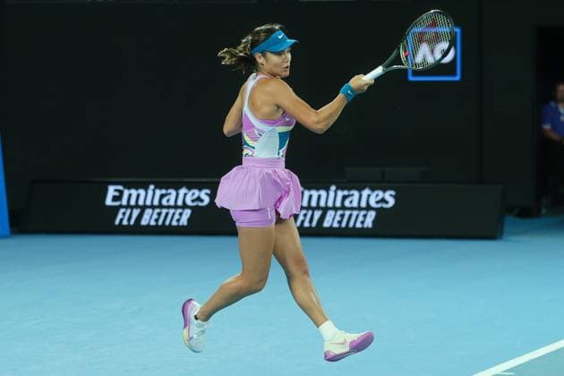 Emma Raducanu of United Kingdom in action during round 2 match between Coco Gauff of USA and Emma Raducanu of United Kingdom Day 3 at the Australian Open Tennis 2023 at Rod Laver Arena, Melbourne, Australia on 18 January 2023. Copyright: xPeterxDovganx 34780815
