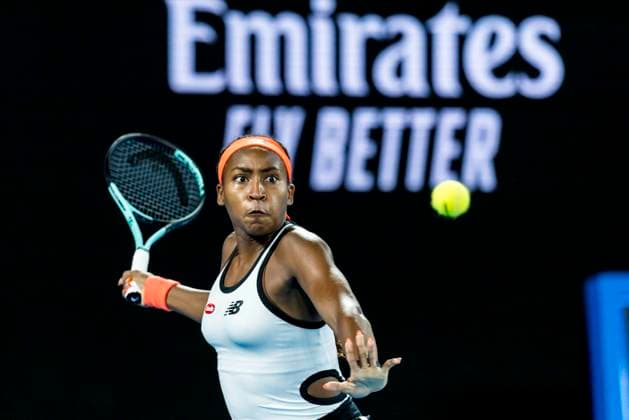 MELBOURNE, VIC - JANUARY 18: Coco Gauff of the United States of America in action during Round 2 of the 2023 Australian Open on January 18 2023, at Melbourne Park in Melbourne, Australia. (Photo by Jason Heidrich Icon Sportswire) TENNIS: JAN 18 Australian Open Icon220118179