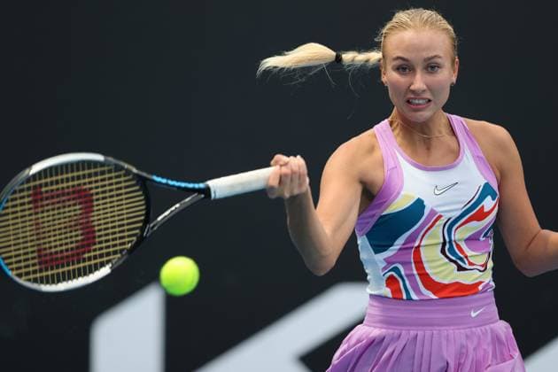 Anastasia Potapova in action during round 2 match between Sloane Stephens of USA and Anastasia Potapova Day 3 at the Australian Open Tennis 2023 at Court 7, Melbourne, Australia on 18 January 2023. Copyright: xPeterxDovganx 34780835