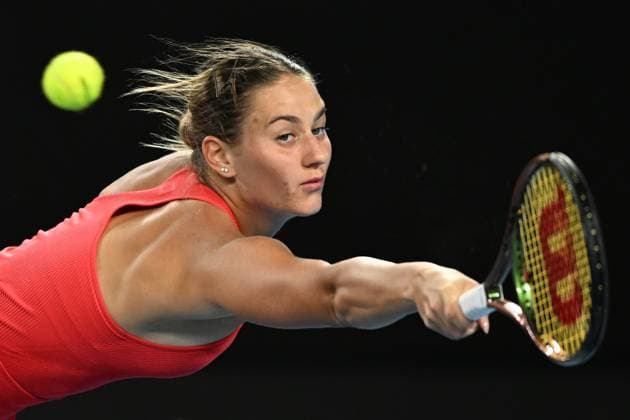 TENNIS AUSTRALIAN OPEN, Marta Kostyuk of Ukraine in action during her match against Olivia Gadecki of Australia during the 2023 Australian Open tennis tournament at Melbourne Park in Melbourne, Wednesday, January 18, 2023. ( NO ARCHIVING, EDITORIAL USE ONLY, NO USE IN BOOKS WITHOUT CONSENT MELBOURNE VICTORIA AUSTRALIA  Copyright: xLUKASxCOCHx 20230118001753858280