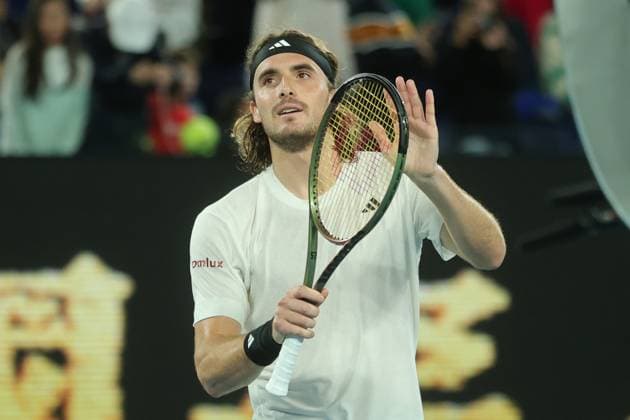 Stefanos Tsitsipas of Greece reacts after defeating Rinky Hijikata of Australia 6-3 6-0 6-2 during round 2 match between Stefanos Tsitsipas of Greece and Rinky Hijikata of Australia Day 3 at the Australian Open Tennis 2023 at Rod Laver Arena, Melbourne, Australia on 18 January 2023. Copyright: xPeterxDovganx 34780879