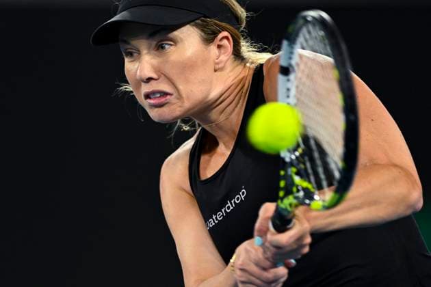 TENNIS AUSTRALIAN OPEN, Danielle Collins of the USA in action during her match against Karolina Muchova of Czech Republic during the 2023 Australian Open tennis tournament at Melbourne Park in Melbourne, Wednesday, January 18, 2023. ( NO ARCHIVING, EDITORIAL USE ONLY, NO USE IN BOOKS WITHOUT CONSENT MELBOURNE VICTORIA AUSTRALIA  Copyright: xLUKASxCOCHx 20230118001753882787