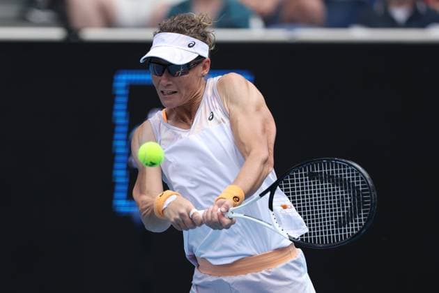 TENNIS AUSTRALIAN OPEN, Sam Stosur of Australia in action during her women?s doubles match with Alize Cornet of France against Hao-Ching Chan of Taipei and Zhaoxuan Yang of China during the 2023 Australian Open tennis tournament at Melbourne Park in Melbourne, Thursday, January 19, 2023. ( NO ARCHIVING, EDITORIAL USE ONLY, NO USE IN BOOKS WITHOUT CONSENT MELBOURNE VICTORIA AUSTRALIA  Copyright: xDIEGOxFEDELEx 20230119001754111639