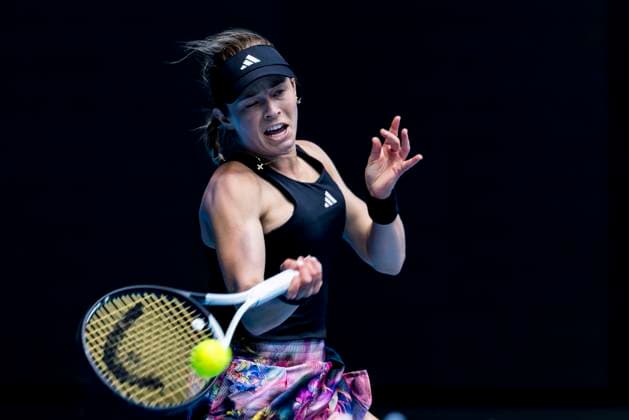 MELBOURNE, VIC - JANUARY 19: Katie Volynets of the United States of America in action during Round 2 of the 2023 Australian Open on January 19 2023, at Melbourne Park in Melbourne, Australia. (Photo by Jason Heidrich Icon Sportswire) TENNIS: JAN 19 Australian Open Icon220119014