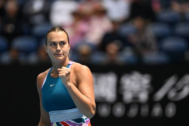 TENNIS AUSTRALIAN OPEN, Aryna Sabalenka of Belarus celebrtates match point against Shelby Rogers of the USA during their 2nd round match at the 2023 Australian Open tennis tournament at Melbourne Park in Melbourne, Thursday, January 19, 2023. ( NO ARCHIVING, EDITORIAL USE ONLY, NO USE IN BOOKS WITHOUT CONSENT MELBOURNE VICTORIA AUSTRALIA  Copyright: xLUKASxCOCHx 20230119001754118067