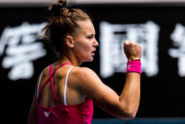 MELBOURNE, VIC - JANUARY 19: Veronika Kudermetova of Russia celebrates during Round 2 of the 2023 Australian Open on January 19 2023, at Melbourne Park in Melbourne, Australia. (Photo by Jason Heidrich Icon Sportswire) TENNIS: JAN 19 Australian Open Icon220119024