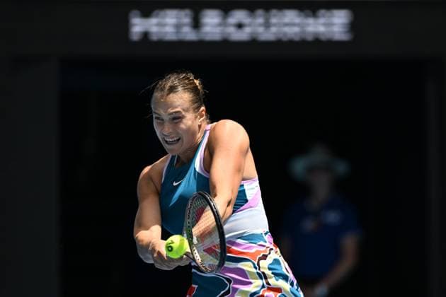 TENNIS AUSTRALIAN OPEN, Aryna Sabalenka of Belarus in action against Shelby Rogers of the USA during their 2nd round match at the 2023 Australian Open tennis tournament at Melbourne Park in Melbourne, Thursday, January 19, 2023. ( NO ARCHIVING, EDITORIAL USE ONLY, NO USE IN BOOKS WITHOUT CONSENT MELBOURNE VICTORIA AUSTRALIA  Copyright: xLUKASxCOCHx 20230119001754118836