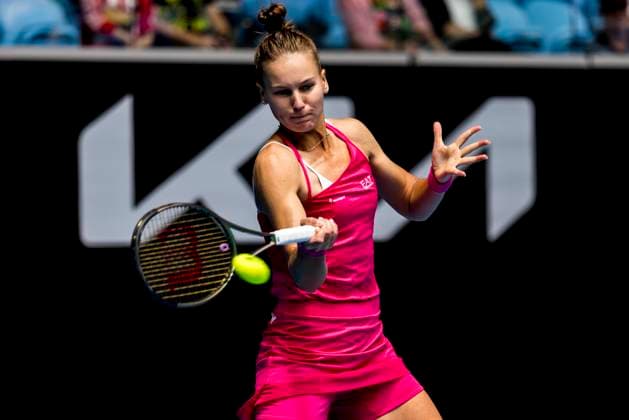 MELBOURNE, VIC - JANUARY 19: Veronika Kudermetova of Russia in action during Round 2 of the 2023 Australian Open on January 19 2023, at Melbourne Park in Melbourne, Australia. (Photo by Jason Heidrich Icon Sportswire) TENNIS: JAN 19 Australian Open Icon220119043