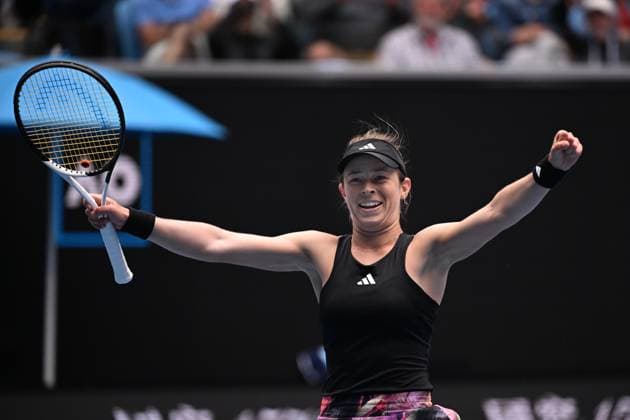TENNIS AUSTRALIAN OPEN, Katie Volynets of the USA celebrates match point against Veronika Kudermetova of Russia during their 2nd round match at the 2023 Australian Open tennis tournament at Melbourne Park in Melbourne, Thursday, January 19, 2023. ( NO ARCHIVING, EDITORIAL USE ONLY, NO USE IN BOOKS WITHOUT CONSENT MELBOURNE VICTORIA AUSTRALIA  Copyright: xJAMESxROSSx 20230119001754119938
