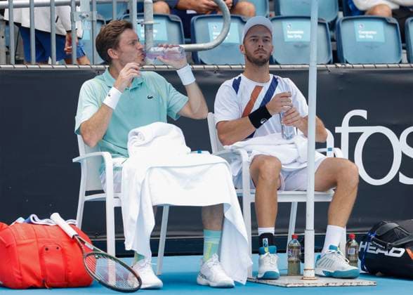 Nicolas Mahut Tim Puetz Cap , Mens Doubles, Australian Open 2023, Melbourne Park, Melbourne, Victoria, Australia Copyright: xJuergenxHasenkopfx