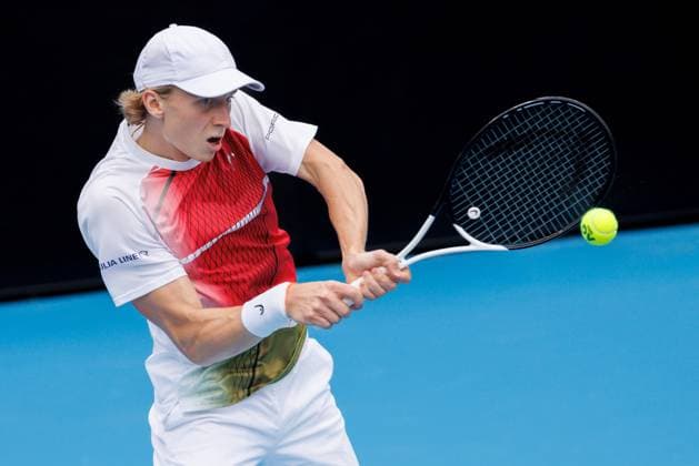 January 19, 2023: Emil RUUSUVUORI of Finland in action against 5th seed Andrey RUBLEV in the Men s Singles match match on day 4 of the 2023 Australian Open on Kia Arena, in Melbourne, Australia. Cal Media. USA - ZUMAc04_ 20230119_zaf_c04_054 Copyright: xSydneyxLowx