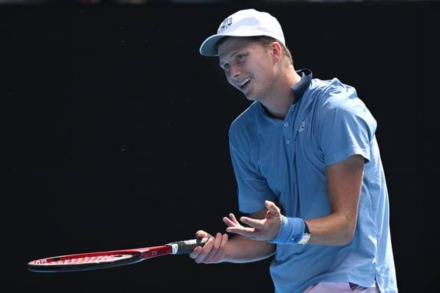 TENNIS AUSTRALIAN OPEN, Jenson Brooksby of the USA reacts after mnissing three match points against Casper Ruud of Norway during the 2023 Australian Open tennis tournament at Melbourne Park in Melbourne, Thursday, January 19, 2023. ( NO ARCHIVING, EDITORIAL USE ONLY, NO USE IN BOOKS WITHOUT CONSENT MELBOURNE VICTORIA AUSTRALIA  Copyright: xLUKASxCOCHx 20230119001754162391