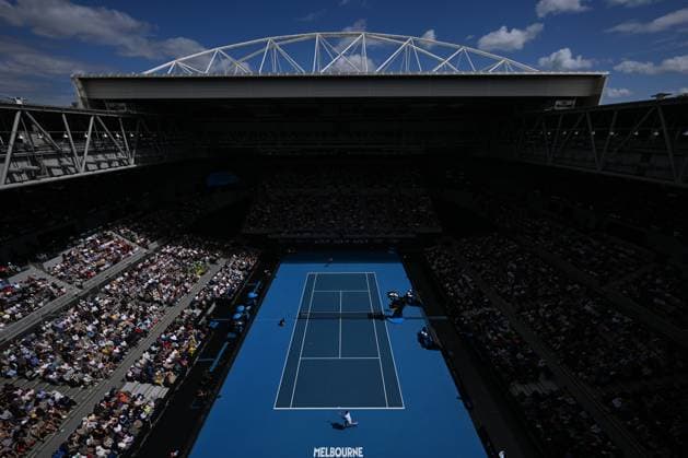 TENNIS AUSTRALIAN OPEN, Taylor Fritz of the USA in action during his match against Alexei Popyrin of Australia on John Cain Arena at the 2023 Australian Open tennis tournament at Melbourne Park in Melbourne, Thursday, January 19, 2023. ( NO ARCHIVING, EDITORIAL USE ONLY, NO USE IN BOOKS WITHOUT CONSENT MELBOURNE VICTORIA AUSTRALIA  Copyright: xJAMESxROSSx 20230119001754167249