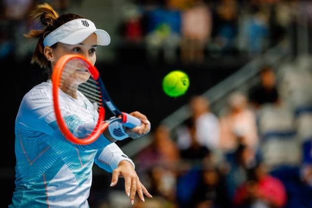 Lauren Davis WTA, Tennis Damen 84) pictured in action during a women s singles second round match between Belgian Mertens (WTA 27) and American Davies (WTA 84) at the Australian Open tennis Grand Slam, Thursday 19 January 2023 in Melbourne Park, Melbourne, Australia. PATRICKxHAMILTON  x58512085x