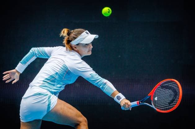Lauren Davis WTA, Tennis Damen 84) pictured in action during a women s singles second round match between Belgian Mertens (WTA 27) and American Davies (WTA 84) at the Australian Open tennis Grand Slam, Thursday 19 January 2023 in Melbourne Park, Melbourne, Australia. PATRICKxHAMILTON  x58512086x