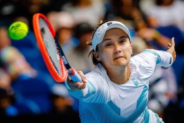 Lauren Davis WTA, Tennis Damen 84) pictured in action during a women s singles second round match between Belgian Mertens (WTA 27) and American Davies (WTA 84) at the Australian Open tennis Grand Slam, Thursday 19 January 2023 in Melbourne Park, Melbourne, Australia. PATRICKxHAMILTON  x58512087x