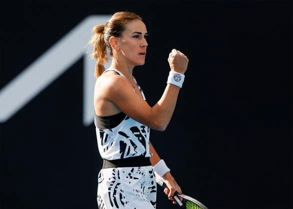 Nuria Parrizas Diaz ESP makes fist and cheers, jubilation, joy, emotion, Australian Open 2023, Melbourne Park, Melbourne, Victoria, Australia Copyright: xJuergenxHasenkopfx