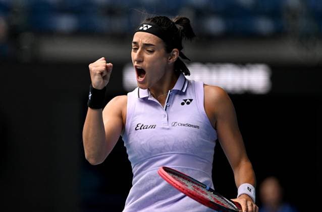 TENNIS AUSTRALIAN OPEN, Caroline Garcia of France celebrates during her second round match against Leylah Fernandez of Canada during the 2023 Australian Open tennis tournament at Melbourne Park in Melbourne, Thursday, January 19, 2023. ( NO ARCHIVING, EDITORIAL USE ONLY, NO USE IN BOOKS WITHOUT CONSENT MELBOURNE VICTORIA AUSTRALIA  Copyright: xLUKASxCOCHx 20230119001754219980