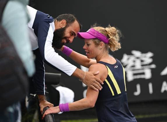 2023 Australian Open Laura Siegemund GER with coach and boyfriend Antonio Zucca ITA