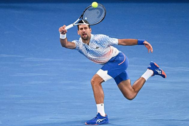 Mandatory Credit: Photo by James Gouley Shutterstock (13716770ds) Novak Djokovic in action during his second round match Australian Open, Day Four, Tennis, Melbourne Park, Melbourne, Australia - 19 Jan 2023 Australian Open, Day Four, Tennis, Melbourne Park, Melbourne, Australia - 19 Jan 2023 Copyright: xJamesxGouley Shutterstockx 13716770ds