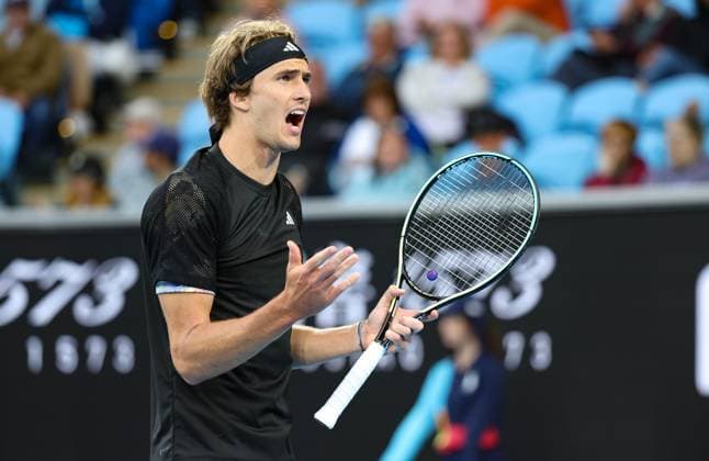 (230119) -- MELBOURNE, Jan. 19, 2023 -- Germany s Alexander Zverev reacts during the men s singles second round match against Michael Mmoh of the United States at Australian Open tennis tournament in Melbourne, Australia, on Jan. 19, 2023. ) (SP)AUSTRALIA-MELBOURNE-TENNIS-AUSTRALIAN OPEN-DAY 4 BaixXuefei 